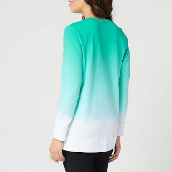 Denim & Co. French Terry Dip Dye Long-Sleeve Tunic - Picture 2 of 2